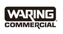 A black and white logo for waring commercial on a white background.