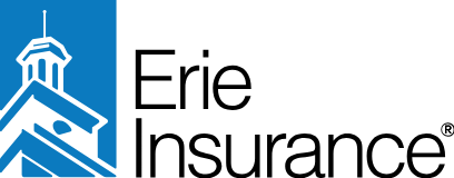Erie Insurance logo with blue house icon and black text