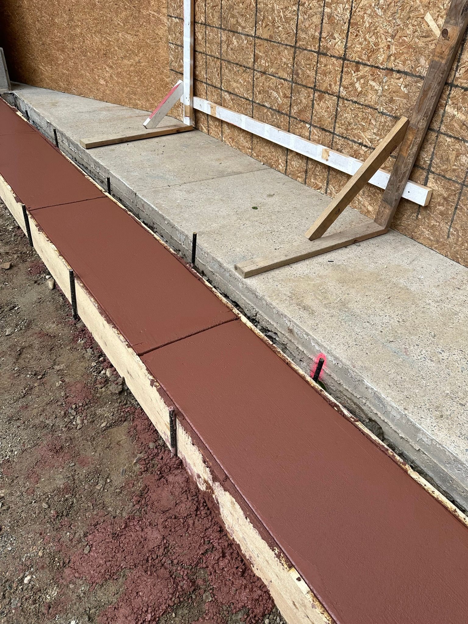 Decorative red concrete bands