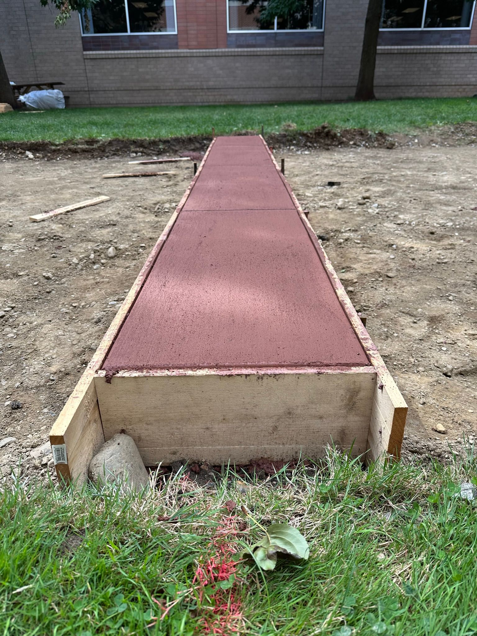 Decorative red concrete bands