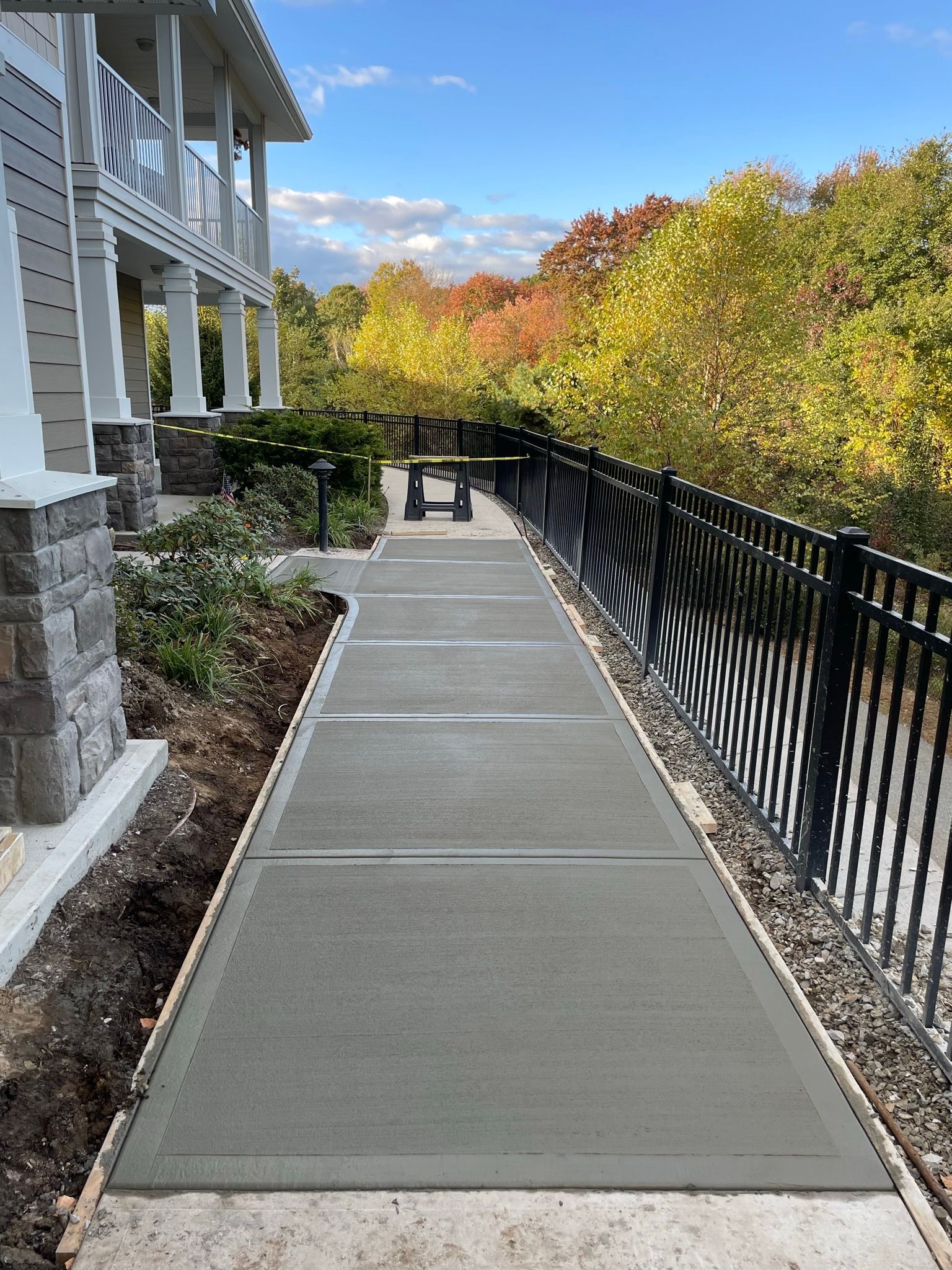 Newly constructed sidewalk