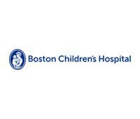 Boston Children's Hospital logo: a blue emblem of a mother and child, with the name in blue text.
