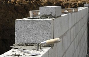 cement block foundation worksite