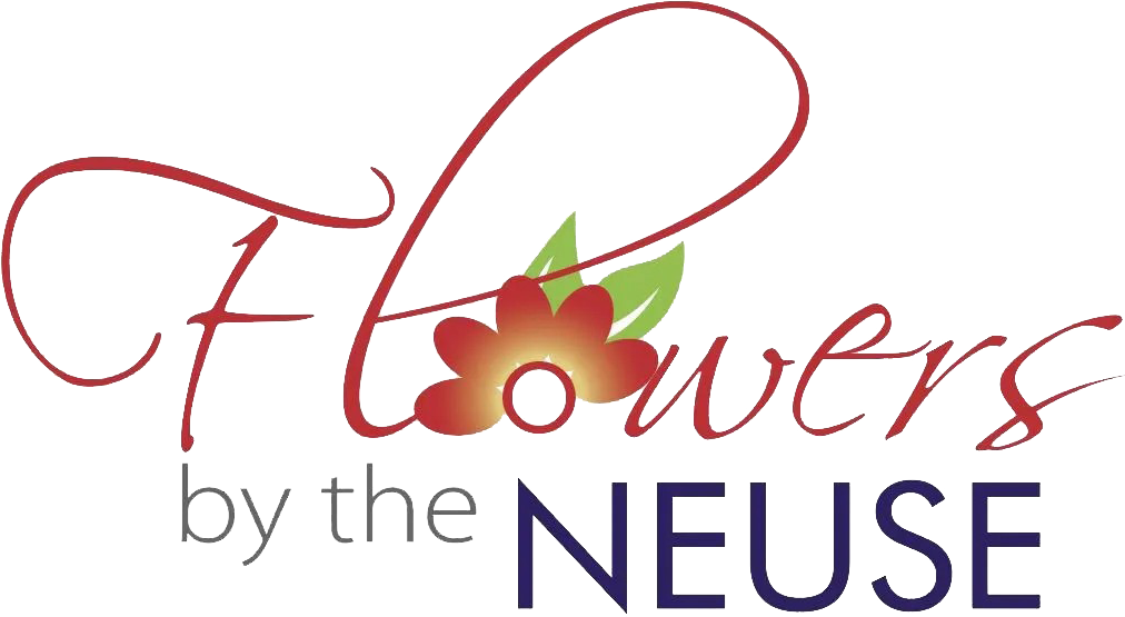 Logo reading &ldquo;Flowers by the Neuse&rdquo; in red, green, and purple floral script