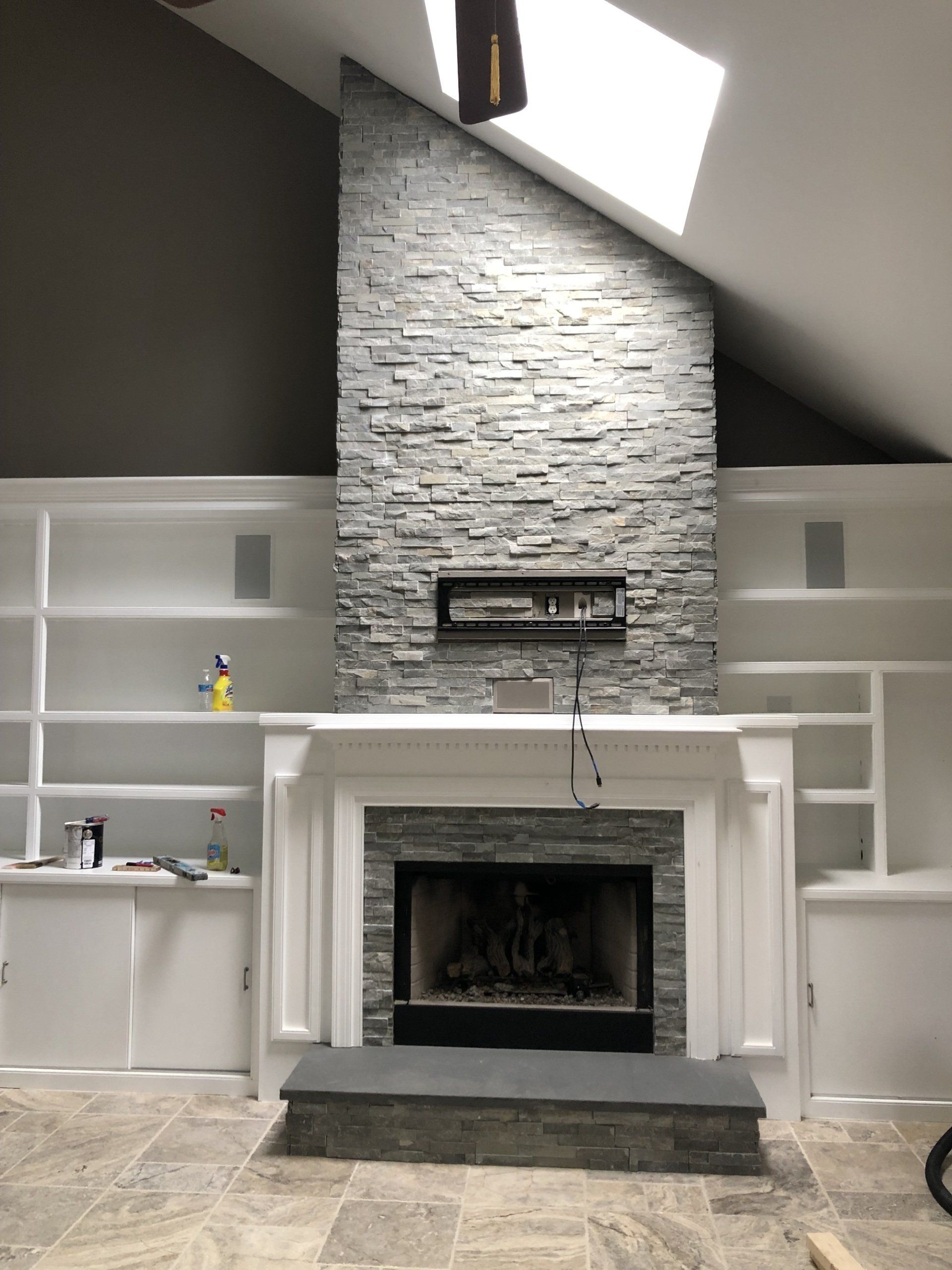 white fireplace