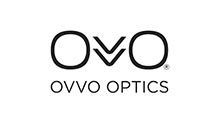 The logo for ovo optics is a black and white logo on a white background.