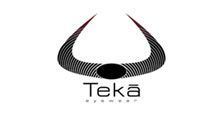 A black and white logo for a company called teka eyewear.