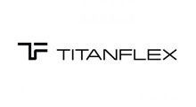 A black and white logo for titanflex on a white background.