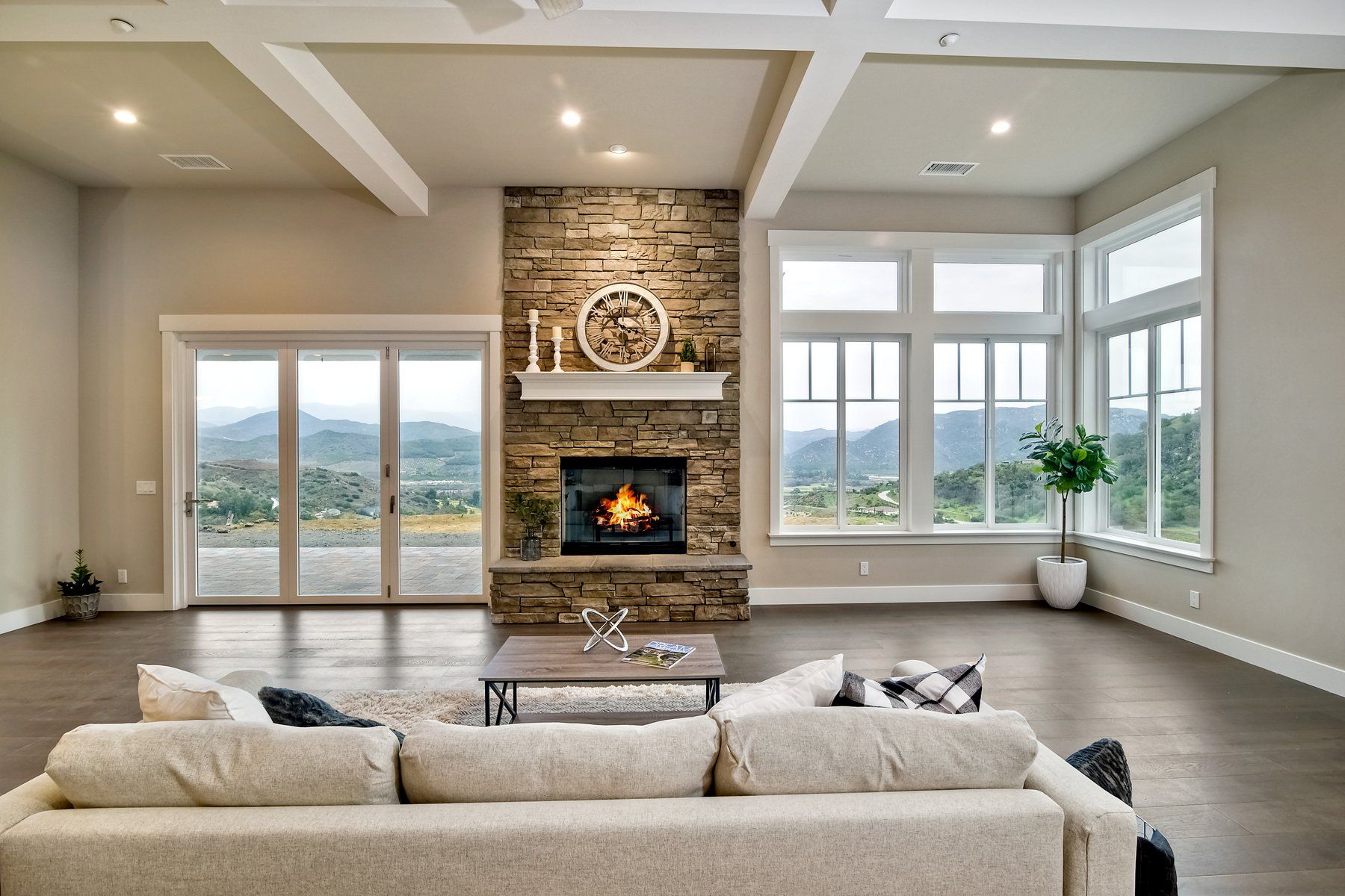 Living area with fireplace