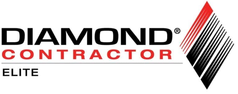 Diamond Contractor Elite logo with black and red text and a stylized red-and-black diamond icon