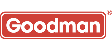 The Goodman brand logo: a red horizontal rectangle with rounded corners containing the white text