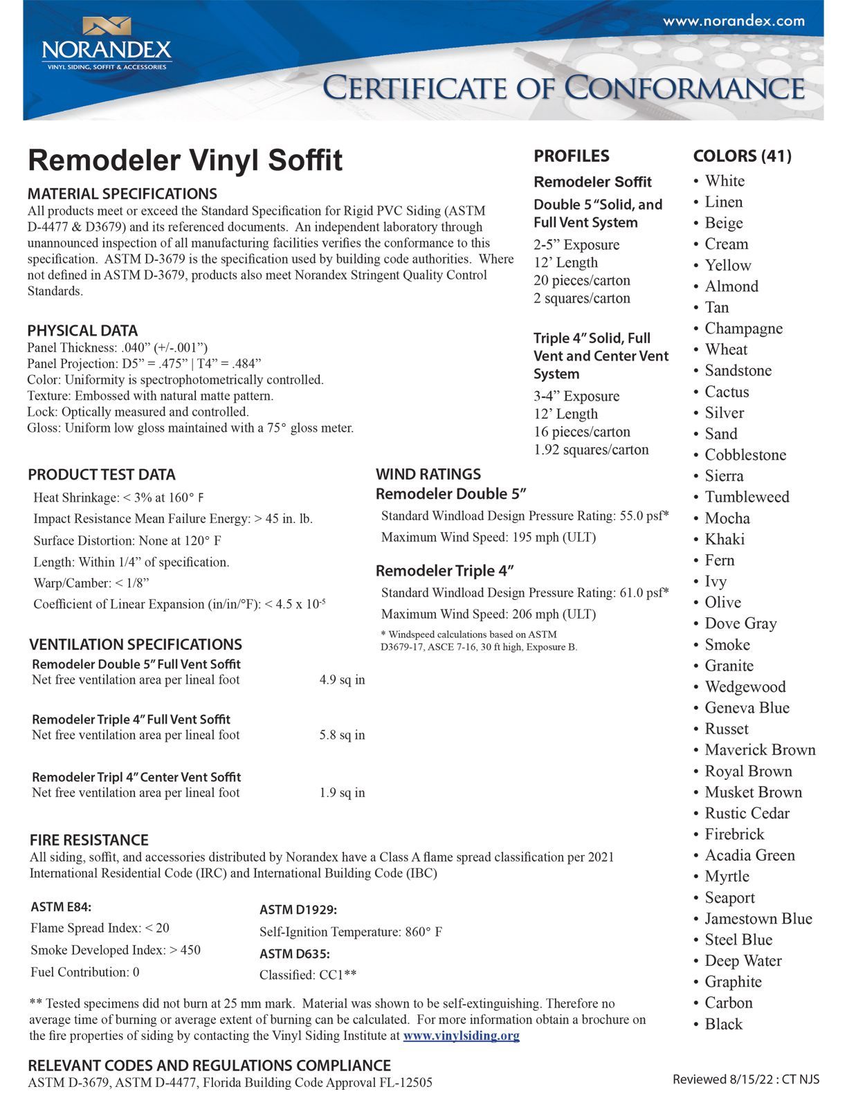 Norandex Remodeler Vinyl Soffit Brochure