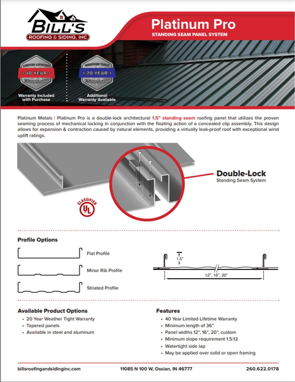 Metal Roofing Platinum Pro Sales Sheet