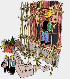 Cartoon image of men working in a construction