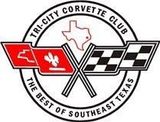 Tri-City Corvette Club logo with crossed flags and Texas outline, red and black emblem text.