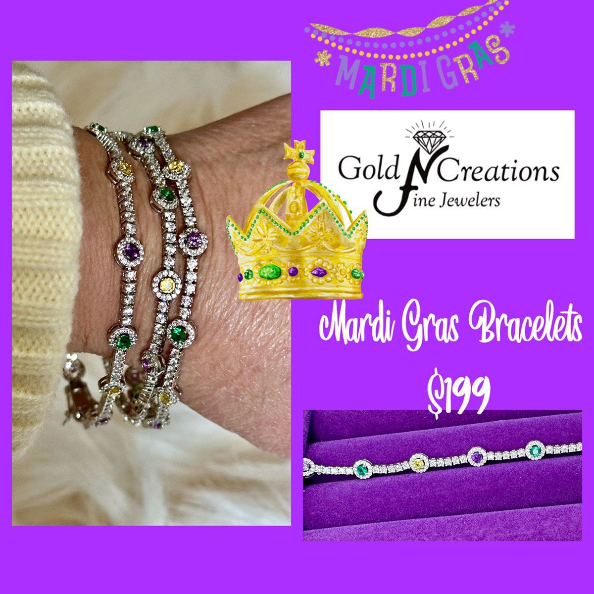 Elegant Mardi Gras bracelets