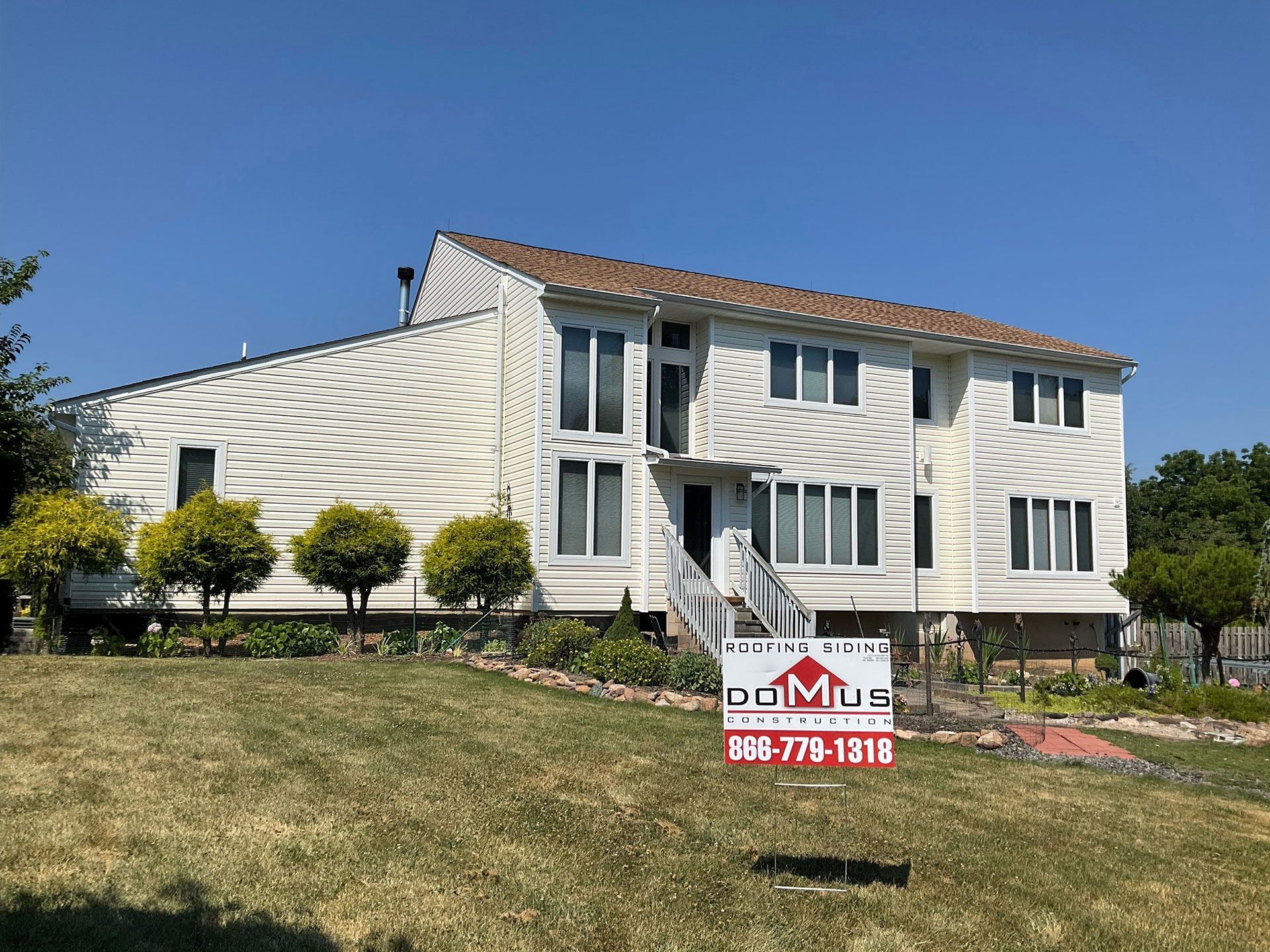 An aerial view of a house roof