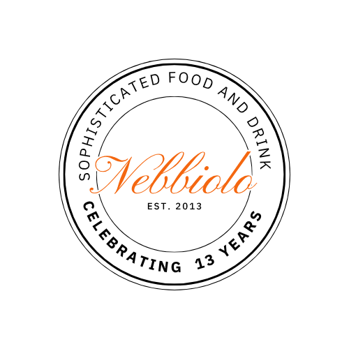 A logo for a restaurant called nebbiolo celebrating 13 years