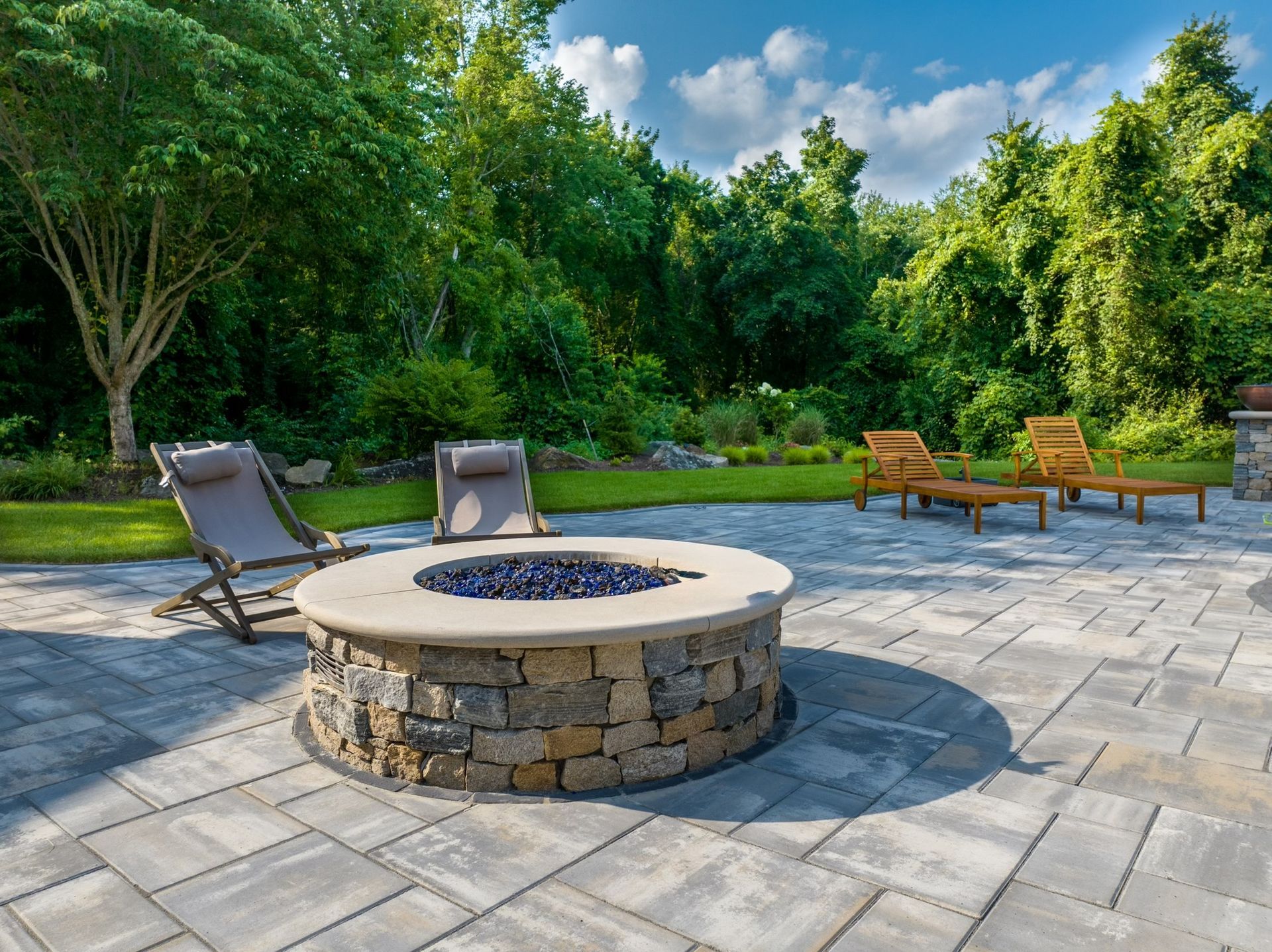 fireplace landscape and chairs