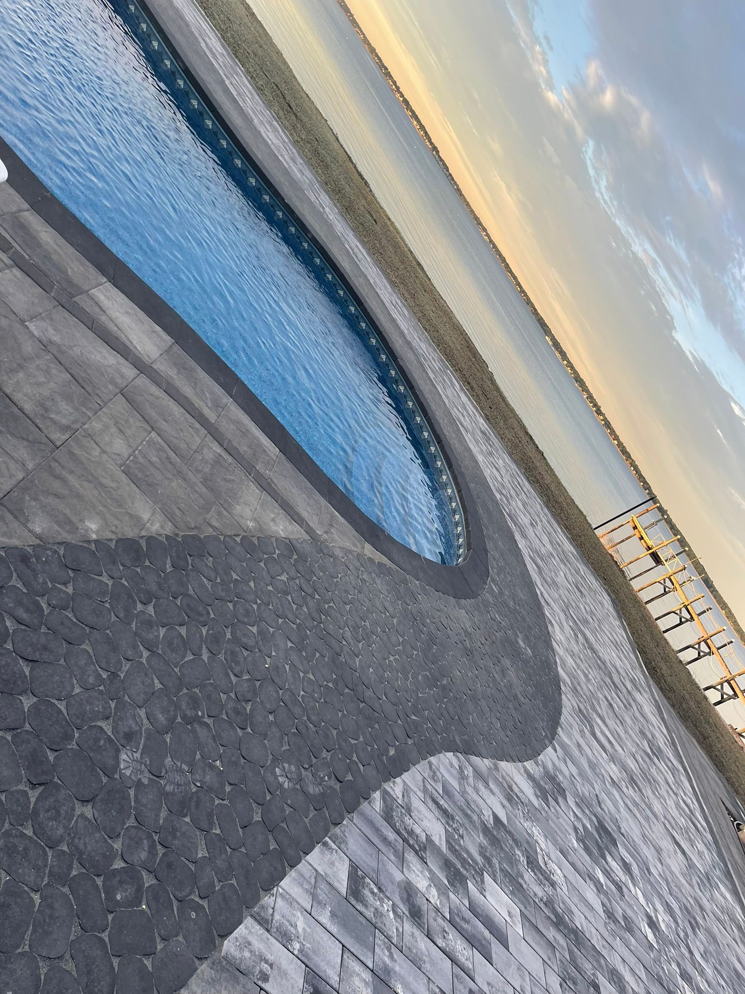 beautiful stone pool deck