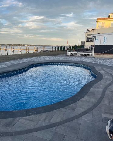 pool deck with scenery