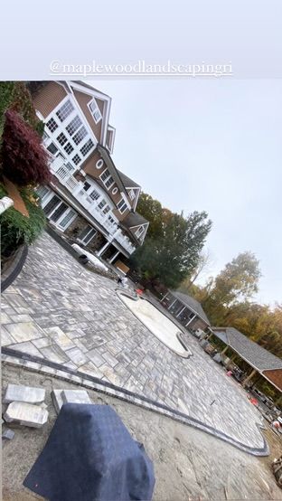 huge stone pool deck