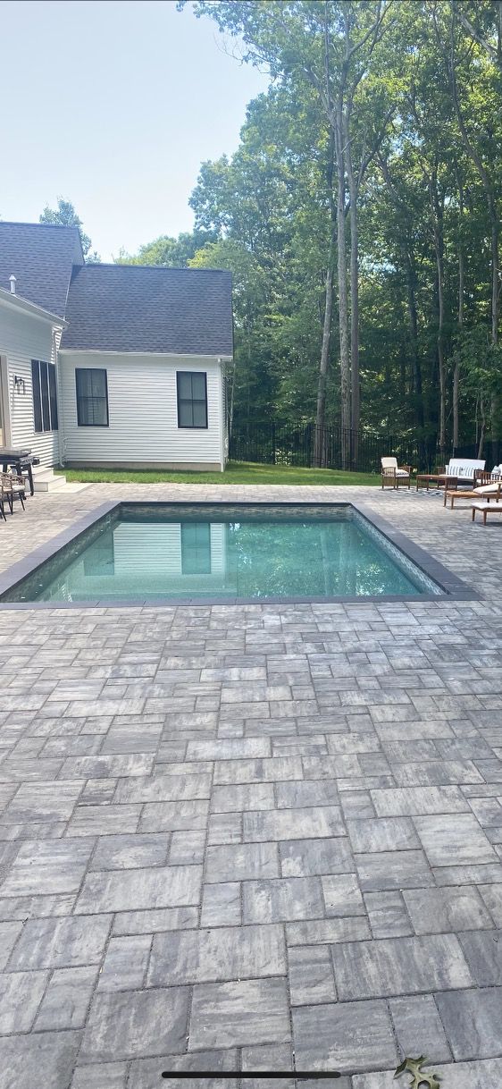 huge backyard pool deck