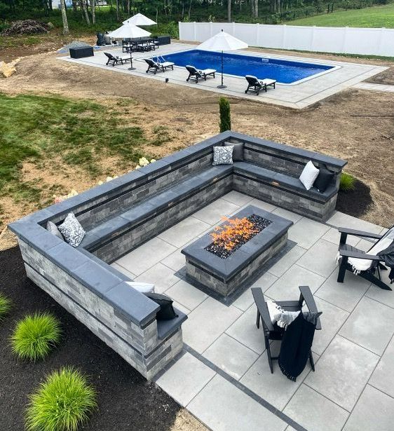 fireplace landscape work drone shot