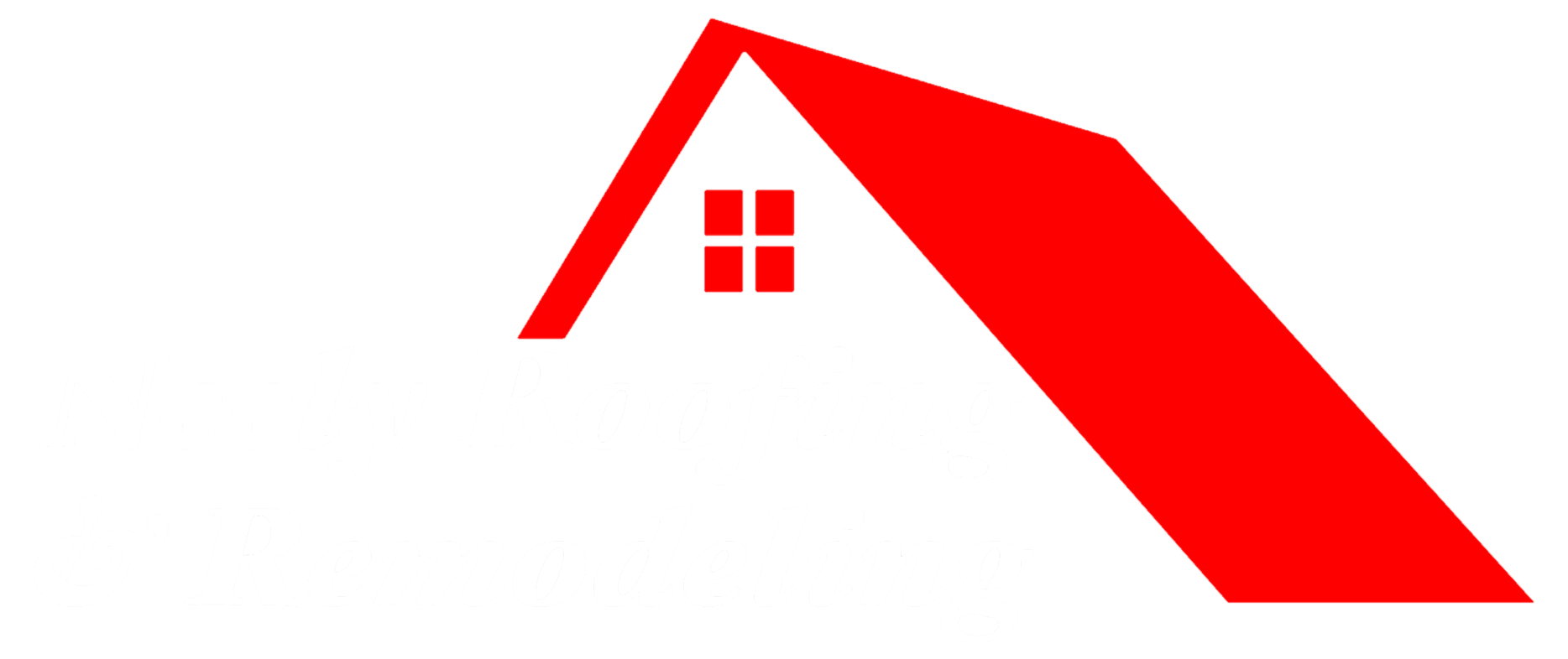Red stylized house roof logo with a small window on a white background
