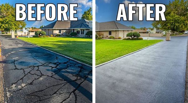 Before and after asphalt repair