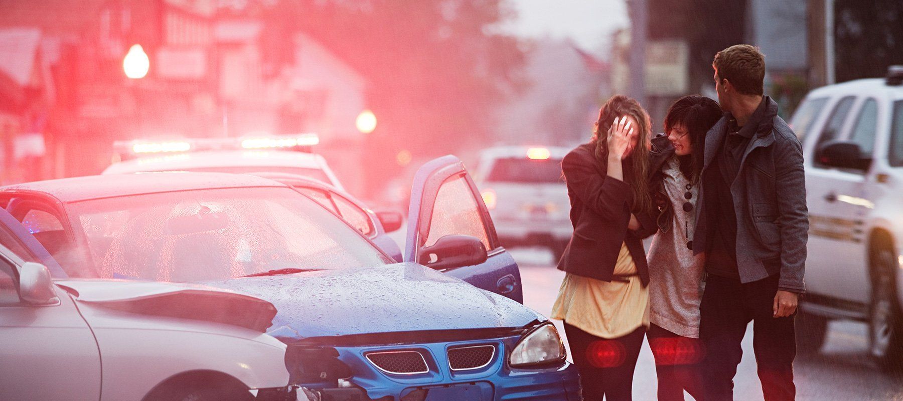 Three people in a car accident