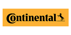 The continental logo is yellow and black and has a horse on it.