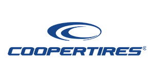 A blue logo for cooper tires on a white background