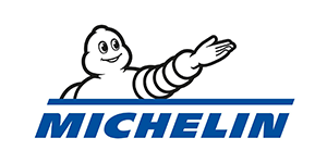 A michelin logo with a cartoon character on it