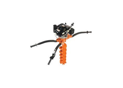 A drill with a motor attached to it on a white background.