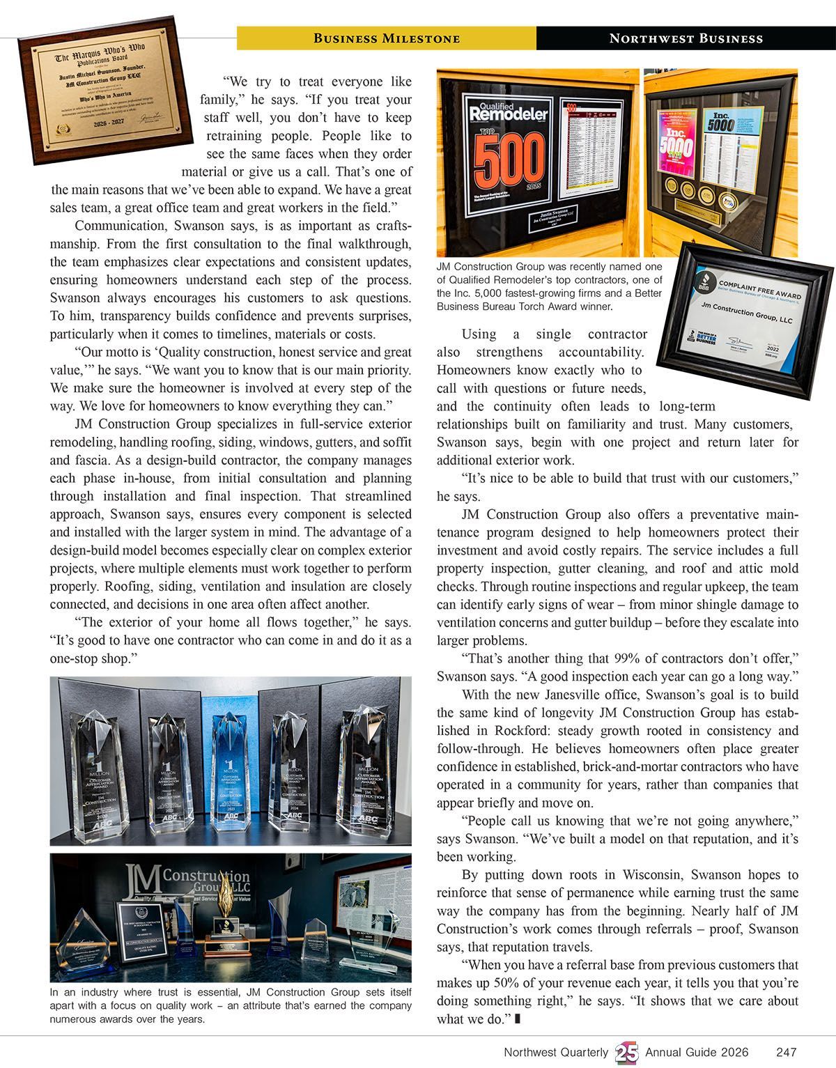JM Construction Group, LLC's NWQ Annual 2026 article