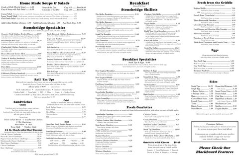 Stonebridge Cafe Breakfast Lunch Menu Brockton Ma