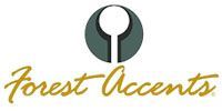 Forest Accents logo with green tree icon and gold script text
