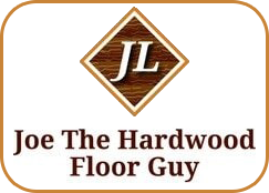 Logo for Joe The Hardwood Floor Guy with brown JL diamond emblem and text on white background