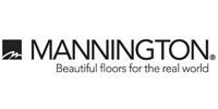 Mannington logo with tagline “Beautiful floors for the real world” in black and gray on white background