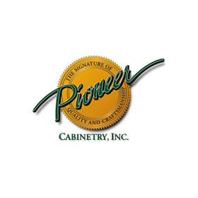 Pioneer Cabinetry, Inc. logo with green script over a gold seal
