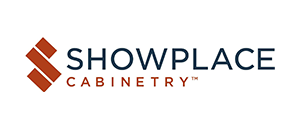 Showplace Cabinetry logo: brown geometric shape next to the words 