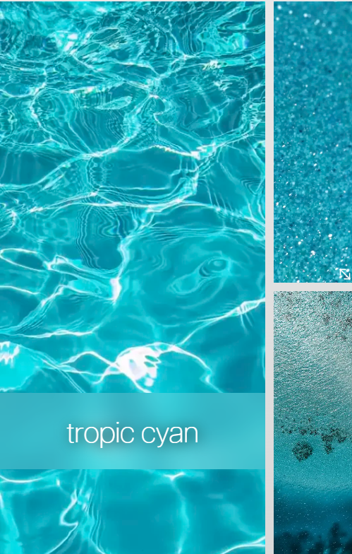 Tropic cyan abstract collage of turquoise swimming pool water patterns