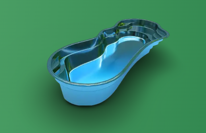 Blue pool with water on a green background