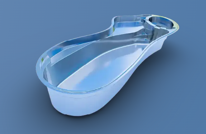Pool with blue handles on a blue background