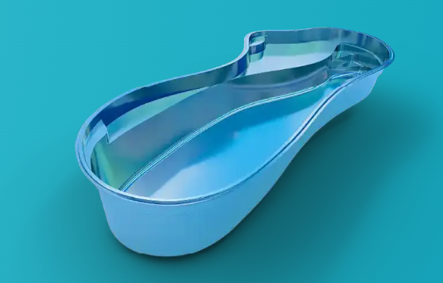 Blue translucent pool on a teal background