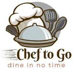 The chef to go logo is red and black on a white background.