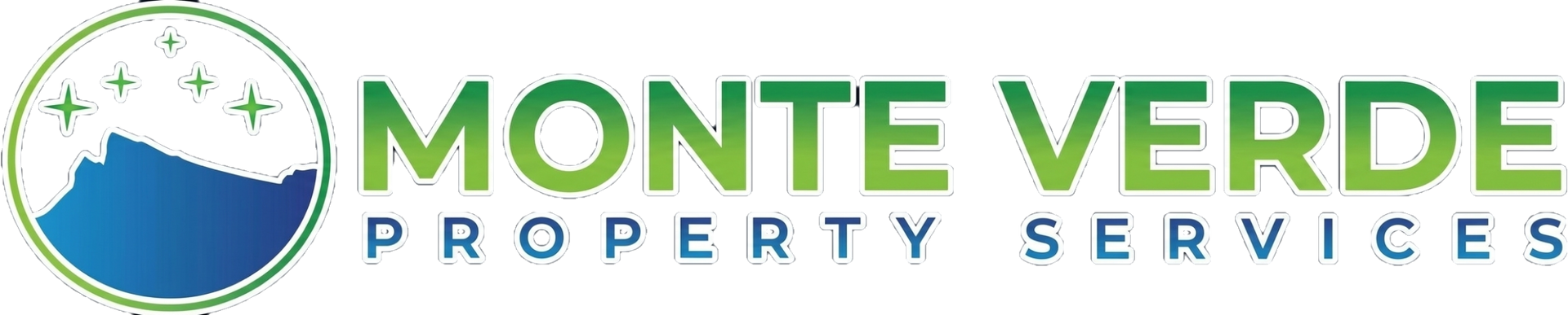 Monte Verde Property Services logo with green and blue mountains and text