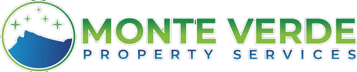 Monte Verde Property Services logo with green and blue mountains and text
