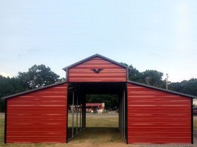 Red Boxed Eave Horse Barn